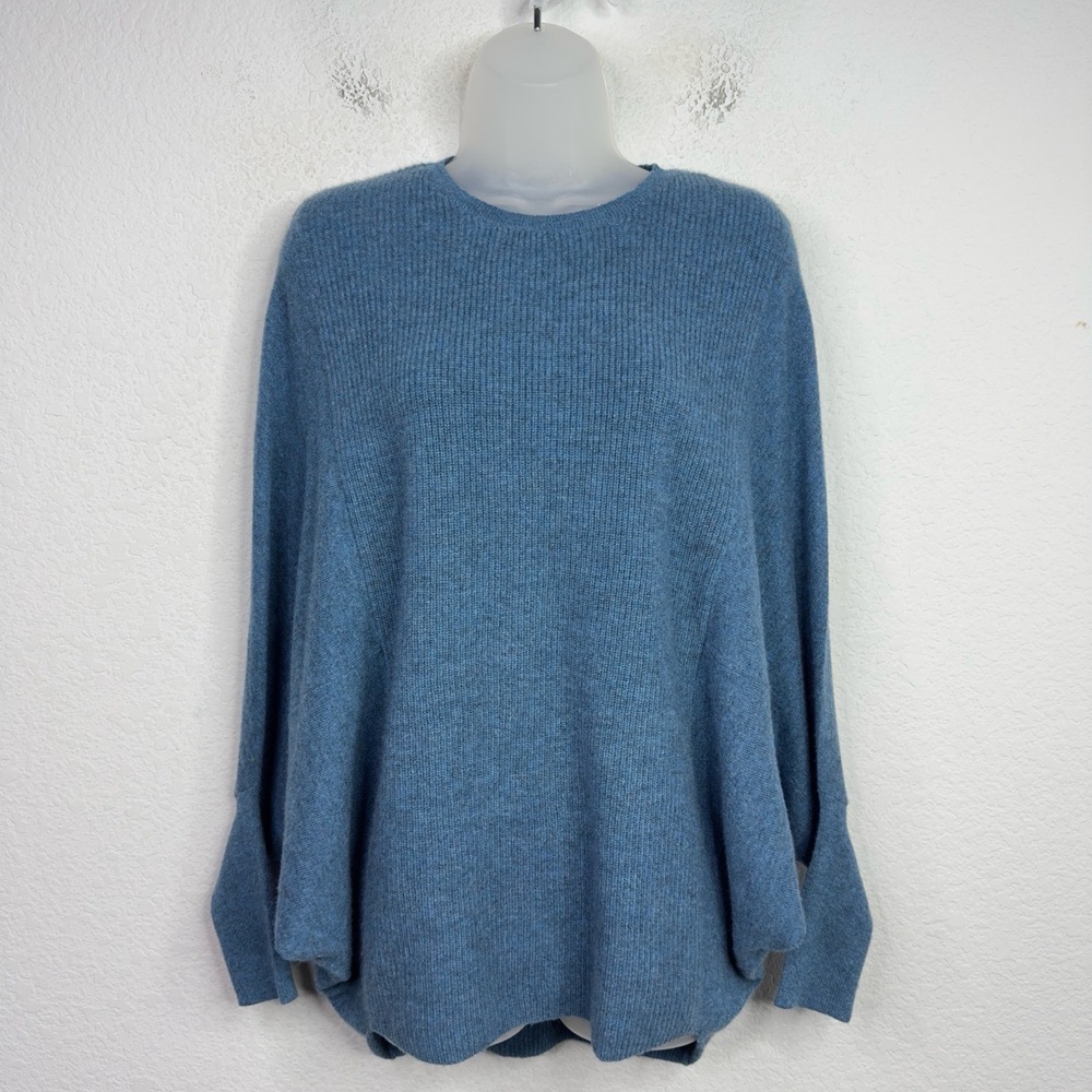 J.McLaughlin Sweater Womens S Blue Rudd Cashmere Ribbed Knit Minimalist Capsule